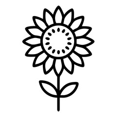 Poster - Sunflower Outline Icon Simple Flower Illustration