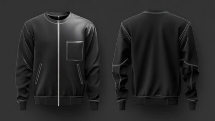 Aufkleber - A close-up shot of a black jacket with zipper on the front and back