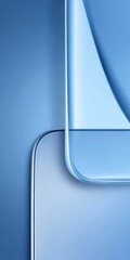 Poster - Blue curved forms interweaving, generating dimensional depth through minimalist abstract design, light casting subtle shadows across interlinked surfaces