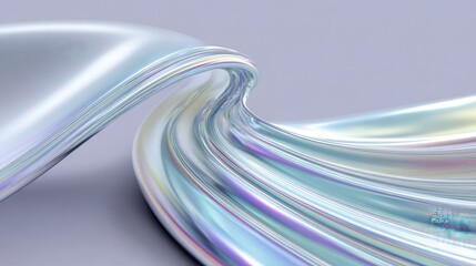 Poster - Holographic iridescent abstract flowing shape design provides a futuristic and modern background, perfect for technology, fashion, or beauty projects
