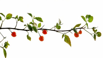 Poster - A close-up view of a cherry tree branch with ripe fruit