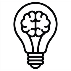 Aufkleber - Brain inside light bulb icon isolated on white background