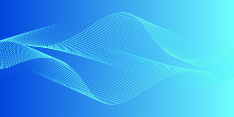 Wall Mural - abstract glowing wave lines on dark blue background. dynamic wave pattern. modern flowing wavy lines