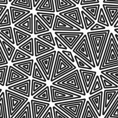 Poster - Abstract Mosaic Background. Multiple repeated inner triangles. Large triangles size. Black and white style. Seamless pattern. Elegant vector tiles. Awesome vector illustration.