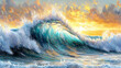 © Trippple - Powerful Ocean Wave at Sunset