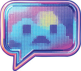 Poster - Abstract pixelated discord chat icon with a vibrant colorful gradient design.