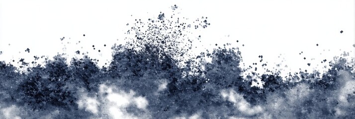 Poster - Cloud System Error Symbol Disintegrates Into Particles, Revealing Upper Margin Soft Texture and Flowing Transition Into Digital Chaos