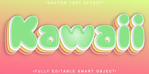 Poster -  Kawaii Pink Kids Girl Cute Manga Anime Fully Editable Smart Object Text Effect