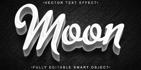Poster -  Moon Night Stars Lunar Dreamy Wight Black Fully Editable Smart Object Text Effect