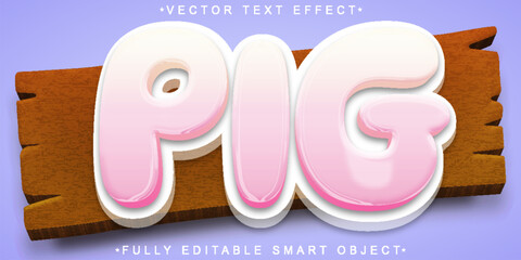Poster -  Pig Animal Farm Cute Pink Fully Editable Smart Object Text Effect