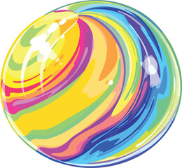 Poster - Colorful abstract vector illustration of a rainbow swirl pattern in a transparent bubble.