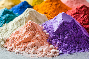 Poster - Colorful powdered substances arranged in vibrant piles Generative AI