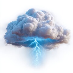 Wall Mural - Storm cloud releases lightning strike down below. Weather phenomenon, electricity, climate change, natural power, dangerous.