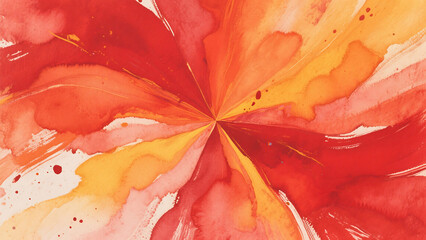 Poster - Abstract watercolor radiating red orange hues