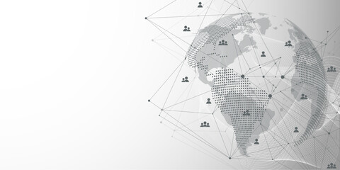 Aufkleber - Global network connection concept. Big data visualization. Social network communication in the global computer networks. Internet technology. Business. Science. Vector illustration