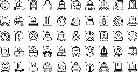 Leinwandbilder - Collection of diverse iconographic vacuum cleaners in black outlines with various designs