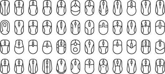 Aufkleber - collection of minimalist computer mouse designs in clean outline black and white style