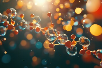 Poster - Molecules spinning over a DNA strand in a vibrant and dynamic environment, molecules over dna strand spinning