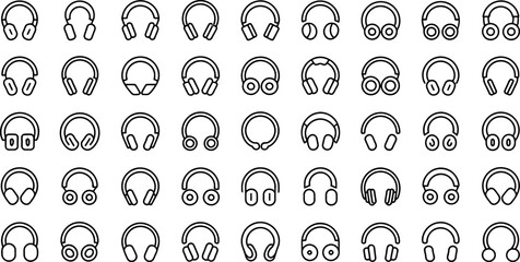 Aufkleber - collection of minimalist headphones icons in various styles for music and sound design