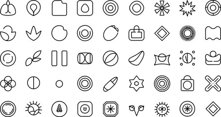 Aufkleber - collection of minimalist outlined icons featuring various geometric and organic shapes