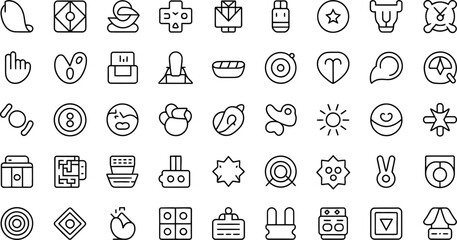 Aufkleber - collection of outline icons representing various concepts and ideas in modern flat design style
