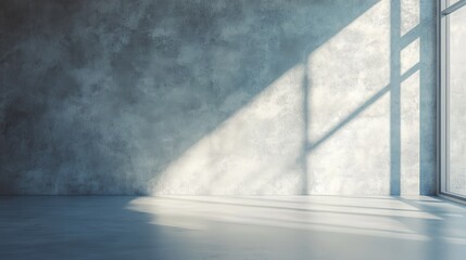 Poster - Sunlit corner in an empty room with modern wall texture