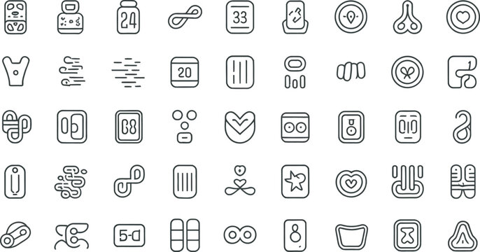 Diverse collection of modern minimalist black and white icon graphic designs