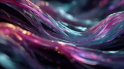 Poster - Swirling waves of color move gracefully, showcasing a blend of pink, purple, and blue hues. The glossy surface reflects light, creating a mesmerizing visual effect.