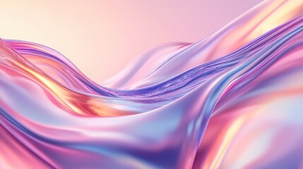 Poster - An iridescent fluid abstract image with vibrant colors in a smooth, flowing style on a soft gradient background. Vibrant holographic fluid colors flow abstractly. Abstract iridescent wave, pastel pin