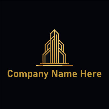  Gold real estate logo with a high-rise and house outline