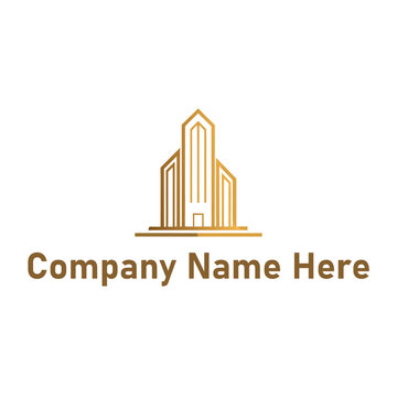  Gold real estate logo with a high-rise and house outline