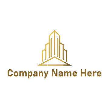  Gold real estate logo with a high-rise and house outline
