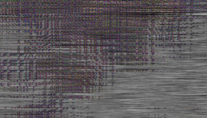 Fototapete - Glitch noise static television VFX. Visual video effects stripes background, CRT tv screen no signal glitch effect