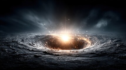 Wall Mural - a black hole captures attention in the vastness of space, surrounded by swirling cosmic dust and ill