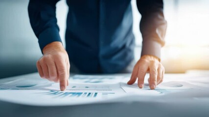 Poster - Professional Analysis of Data Charts and Graphs in Modern Office Focused Insights and Attention to Detail