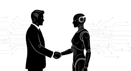 Poster - Human and Robot Collaboration A Conceptual Illustration of Partnership and Technological Advancement in Business and Future Interactions with Artificial Intelligence