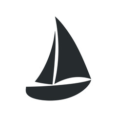 Aufkleber - Simple Graphic Illustration of a Sailboat on a White Background in Dark Gray Color Minimalist Design Style