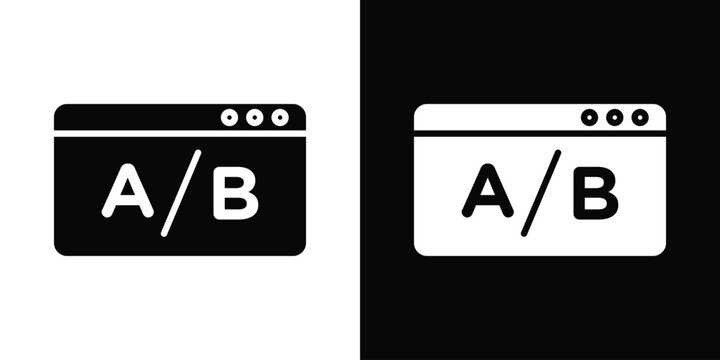 A B test icon in flat version on black and white background