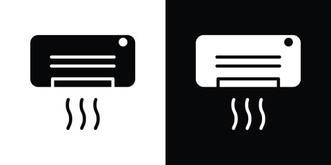 Aufkleber - Air conditioner icon in flat version on black and white background