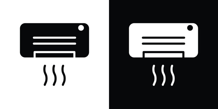 Air conditioner icon in flat version on black and white background