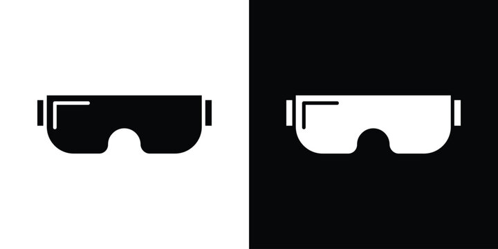 AR headset icon in flat version on black and white background