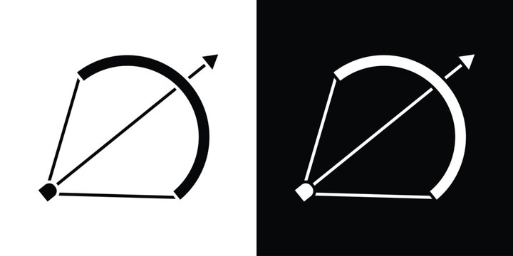 Archery icon in flat version on black and white background