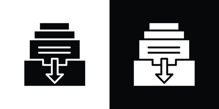 Archive icon in flat version on black and white background