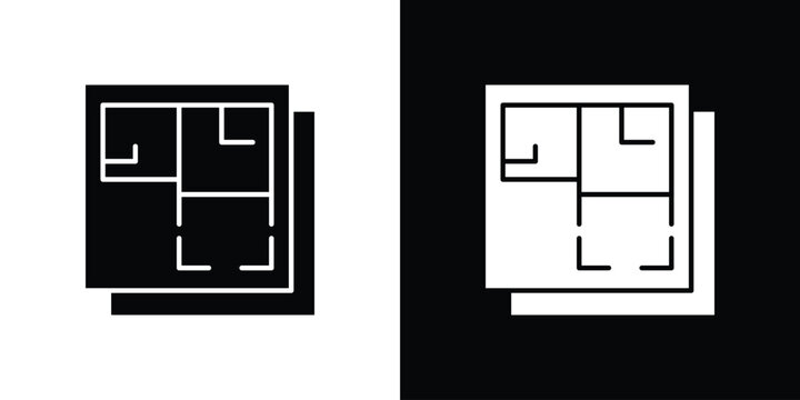Architecture plan icon in flat version on black and white background