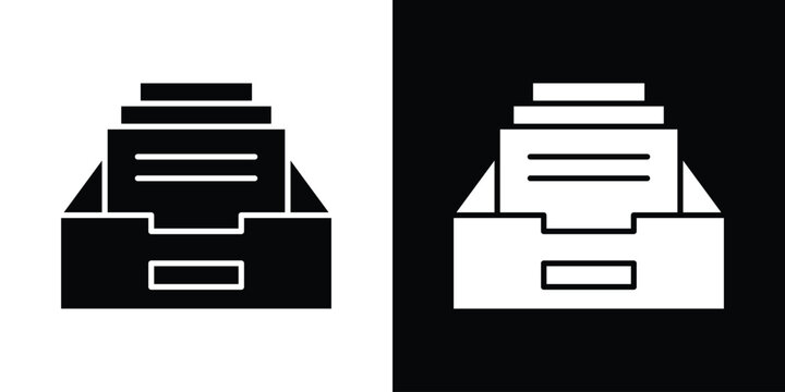 Archive icon in flat version on black and white background