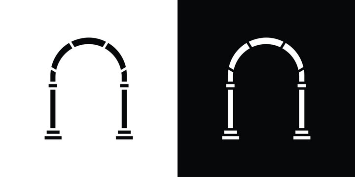 Archway icon in flat version on black and white background