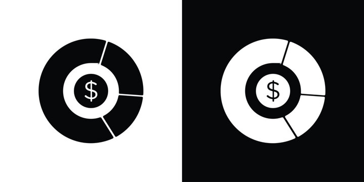 Asset allocation icon in flat version on black and white background