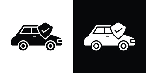 Aufkleber - Auto insurance icon in flat version on black and white background