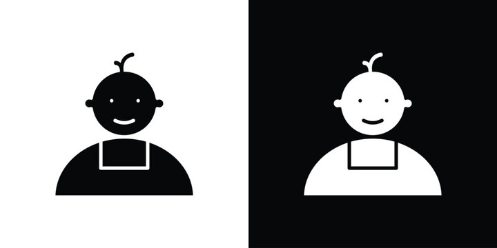 Baby boy icon in flat version on black and white background