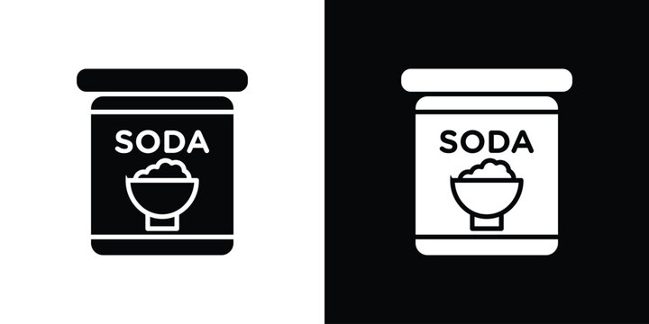 baking soda icon in flat version on black and white background